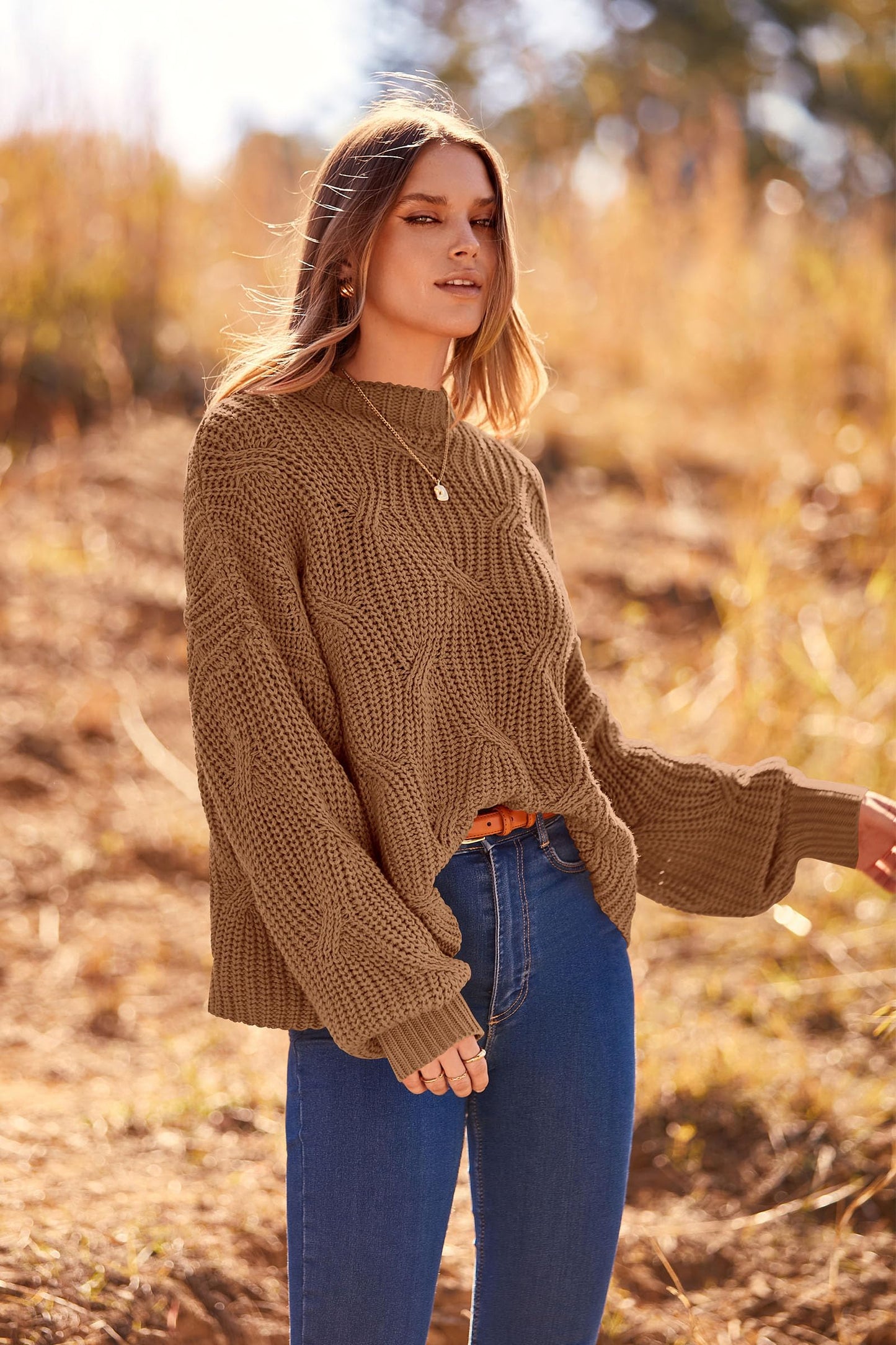 PRETTYGARDEN Women's Fall Oversized Pullover Sweaters Casual Crewneck Long Sleeve Chunky Cable Knit Tops Winter Clothing