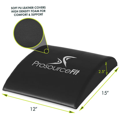 ProsourceFit Abdominal Ab Mat 15x12, High Density Core Trainer for Workouts, Conditioning, Posture Support, and Crunch Exercises; Home Fitness Equipment, Black