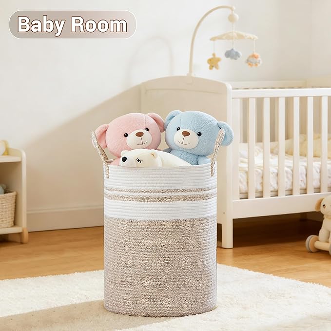 Tall Laundry Basket with Handles, 100L Portable Dirty Clothes Hamper, Boho