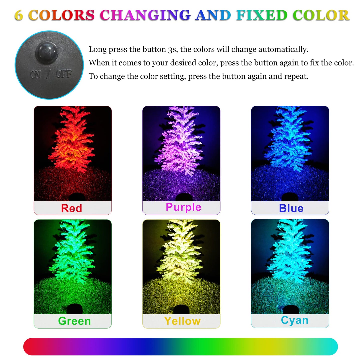 NATPOW RGB Solar Spotlights, Landscape Lights Color Changing Waterproof Solar Garden Lights, Auto ON/Off Adjustable Spot Lights, 6-in-1 Wall Lights for Yard, Garden, Driveway, Pool, Lawn