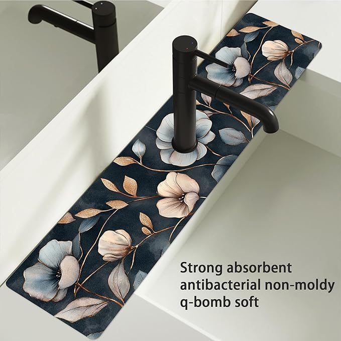 Bimkole 2 PCS Faucet Absorbent Mat, Kitchen Faucet Sink Splash Guard Wraparound