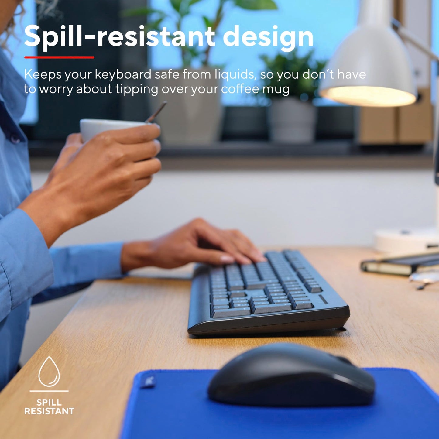 Trust Primo Wireless Keyboard and Mouse Set QWERTY UK Layout, Low Profile Keys, Spill-Resistant, One USB Receiver, Ambidextrous Wireless Mouse, Home Office Combo for PC Laptop Mac - Black