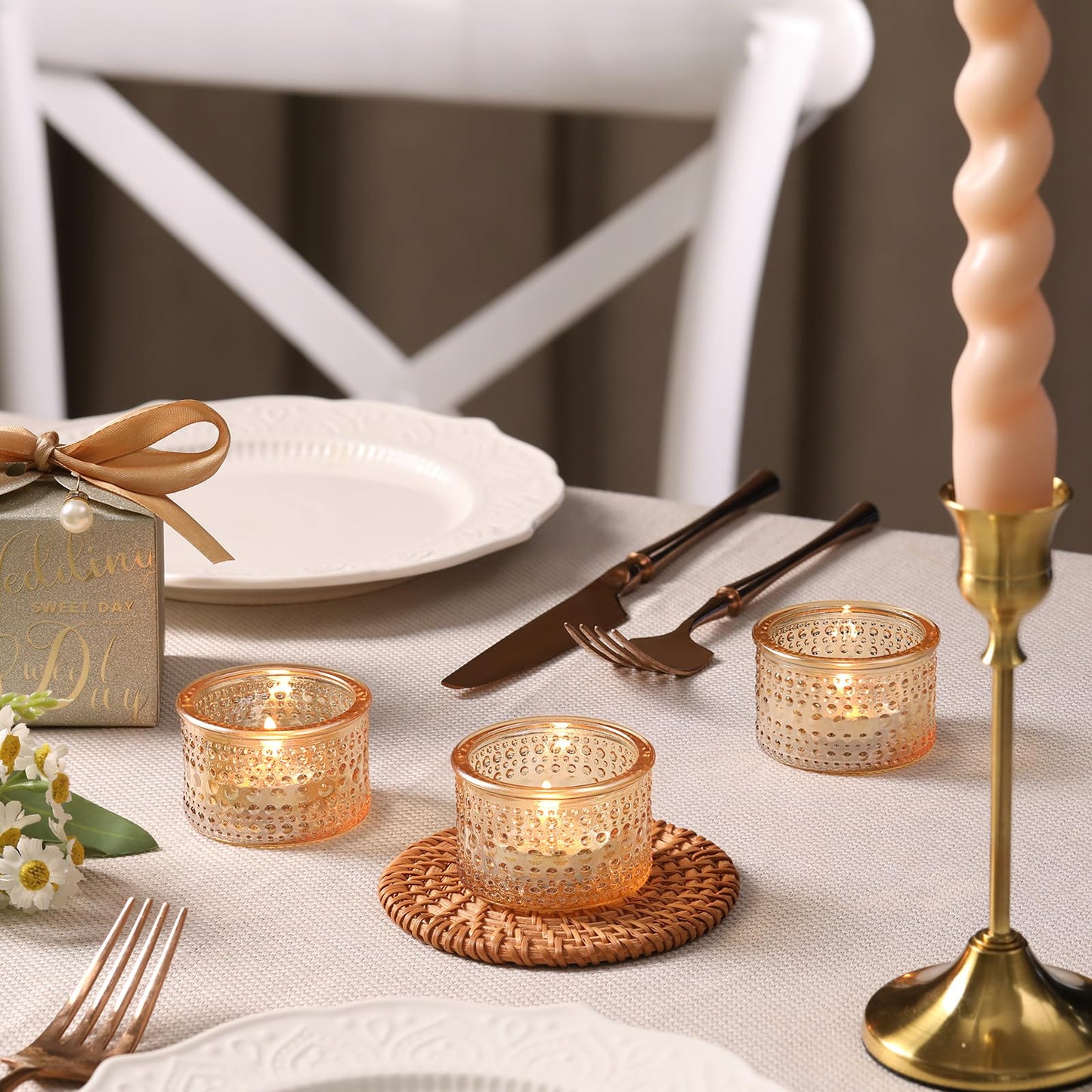 NITIME 30Pcs Gold Tealight Candle Holders, Votive Candle Holder for Wedding Decorations, Gold Glass Candle Holder forTable Centerpiece, Home and Party Decor