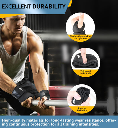HGBOO 2-Pack Weightlifting Wrist Wraps, Durable Thick Neoprene Wrist Brace Support for Powerlifting, Gym Workouts, Tennis | Pain Relief for Carpal Tunnel, Arthritis, Tendonitis - Adjustable (Black)