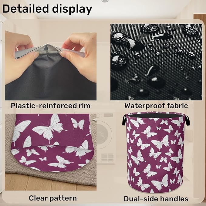 Purple Butterfly Silhouette Laundry Basket