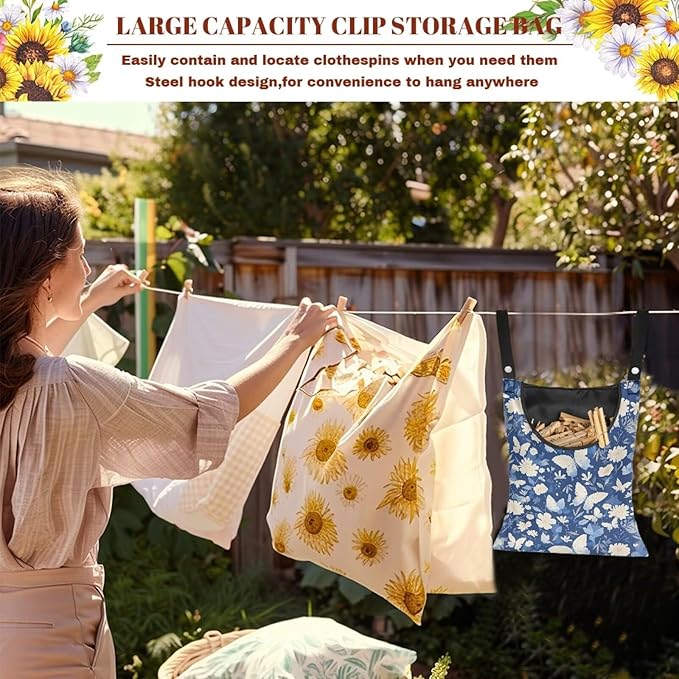 3 Pcs Butterfly and Floral Clothespin Bag