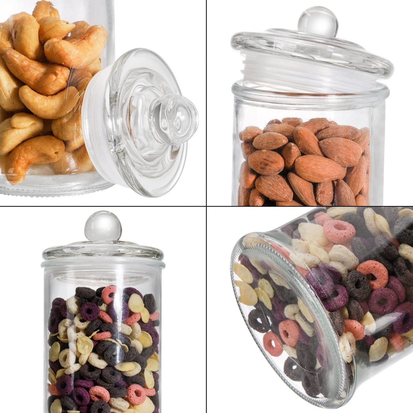 Suwimut Set of 3 Glass Apothecary Jars with Lids, Bathroom Canisters Storage Container Jars, Decorative Small Glass Apothecary Jar for Cotton Swabs, Cotton Balls, Makeup Sponges, Bath Salts