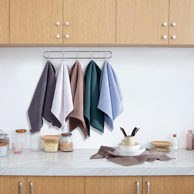 QUILTINA Dish Towels Set, 100% Cotton Waffle Weave Kitchen Towels 12 Pack