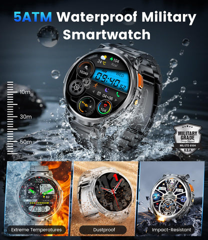LIGE Smart Watches for Men with 730mAh Battery, 1.85" HD Smart Watch with Flashlight/Make/Answer Call/120+Sports Mode Fitness Tracker/Sleep Monitoring, iOS Android Waterproof Military SmartWatches
