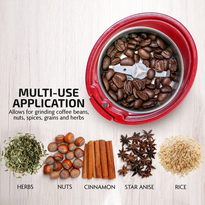 OVENTE Electric Coffee Grinder for Beans, Spices and More, 2.5Oz Compact Grinding Mill, Spice Grinder with Stainless Steel Blade, Pulse Button Operation and Transparent Easy to Open Lid, Black CG225B