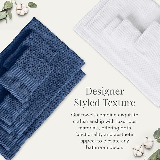 NY Loft 100% Cotton Hand Towels| 6 Pack Hand Towel Set | Absorbent & Quick-Dry