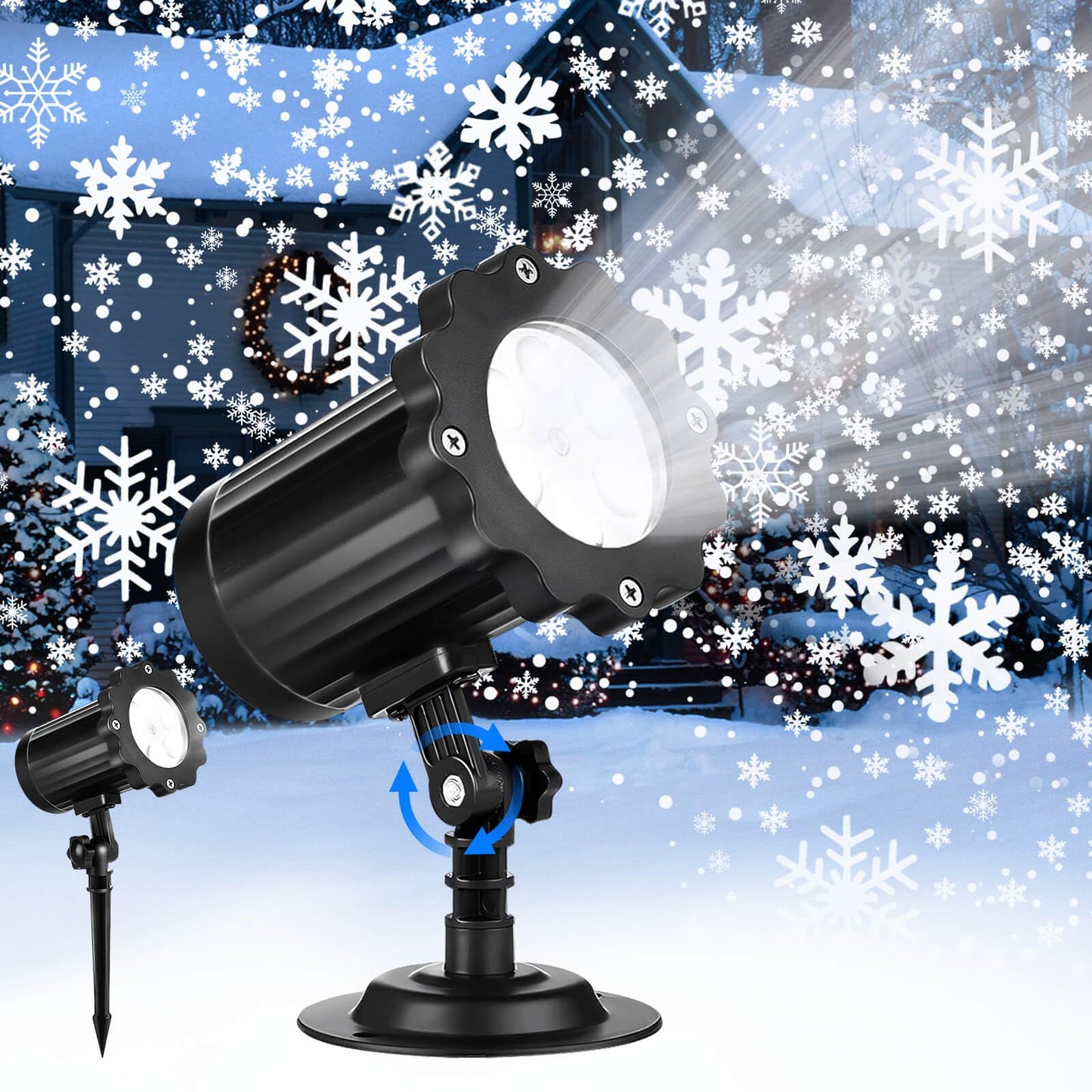 2025 New Christmas Projector Lights Outdoor, Waterproof & Adjustable LED Christmas Snowflake Projector Lights Indoor for Halloween, Christmas, Home Birthday Party and Garden Decoration