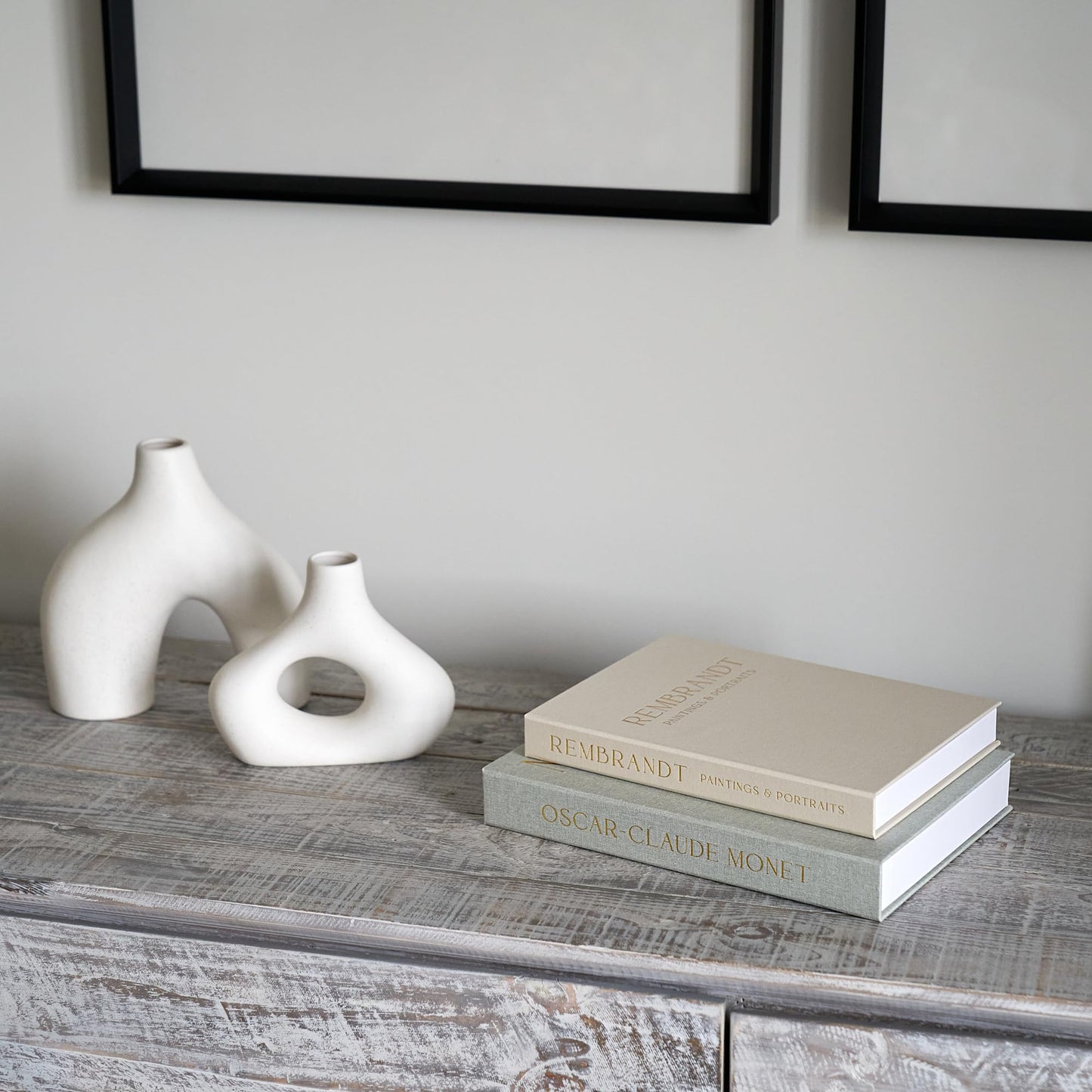 ZICOTO Set of 2 Beautiful Decorative Linen Books - Aesthetic Faux/Fake Books for Modern Home Decoration on Coffee Table, Bookshelf or Mantel - Stylish Keepsake Box and Photo Storage Solution
