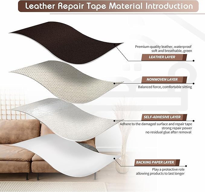 KING MOUNTAIN Leather Repair Patch, 12 x 60 Inches Self-Adhesive Repair Tape