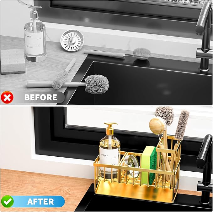 Cisily Gold Kitchen Sink Caddy Organzier