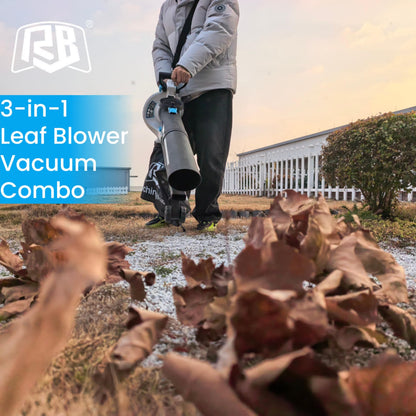 RB 40V Leaf Blower and Vacuum Combo - Powerful Cordless Leaf Vacuum Mulcher with 4.0Ah Battery, 30:1 Mulching, 12L Bag, Adjustable Handle