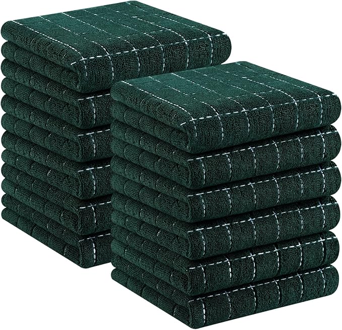 Homaxy 100% Cotton Terry Kitchen Towels, Checkered Designed, Soft and Super