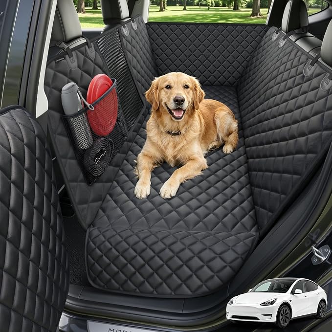 URPOWER Dog Car Seat Cover for Tesla Model Y & Juniper (2025+) with Door Protectors, Waterproof Seat Cover Hammock 600D Heavy Duty Scratch Proof Nonslip Durable Soft Back Seat Covers