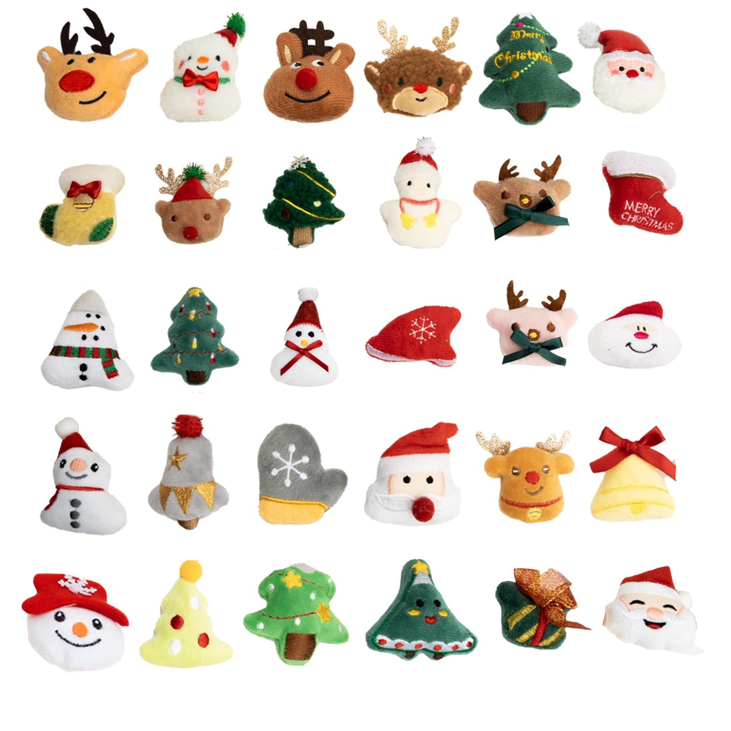 Hsodnr 60 Pack Christmas mini Plush Toy，Mini Set Plush Christmas Ornaments， Angel Santa Claus Snowman Reindeer Mini Christmas Tree Ornaments，Gifts for Children