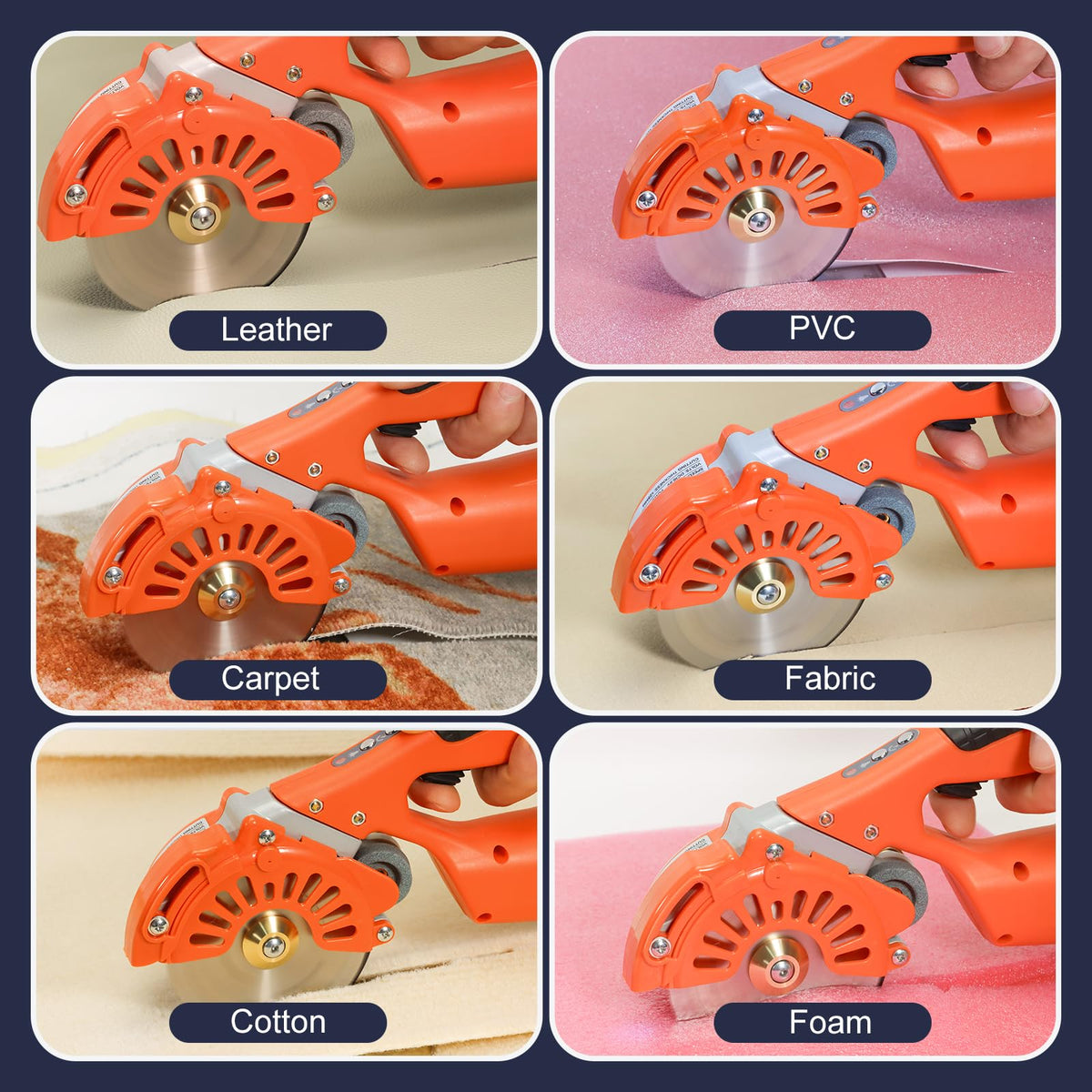 VLOXO Cordless Electric Rotary Scissors Power Fabric Cutter Rechargeable Rotary Cloth Scissors Adjustable Speed Electric Cutter with 2 Battery for Cutting Fabric Carpet Leather Multi-Layer Cloth
