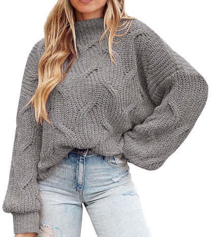 PRETTYGARDEN Women's Fall Oversized Pullover Sweaters Casual Crewneck Long Sleeve Chunky Cable Knit Tops Winter Clothing