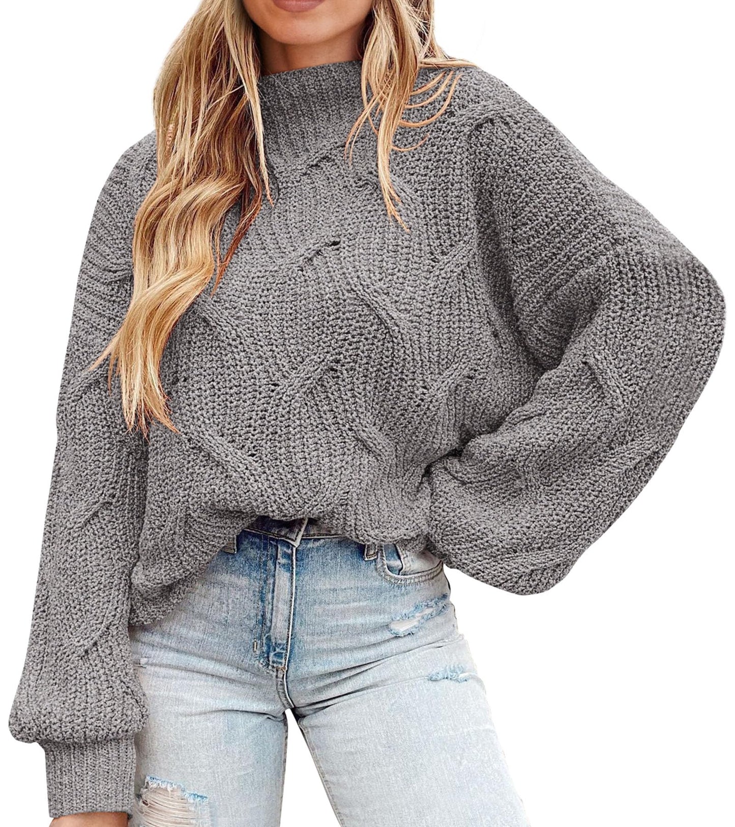 PRETTYGARDEN Women's Fall Oversized Pullover Sweaters Casual Crewneck Long Sleeve Chunky Cable Knit Tops Winter Clothing
