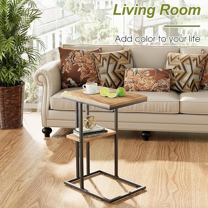 C Shaped End Table, Small Side Table