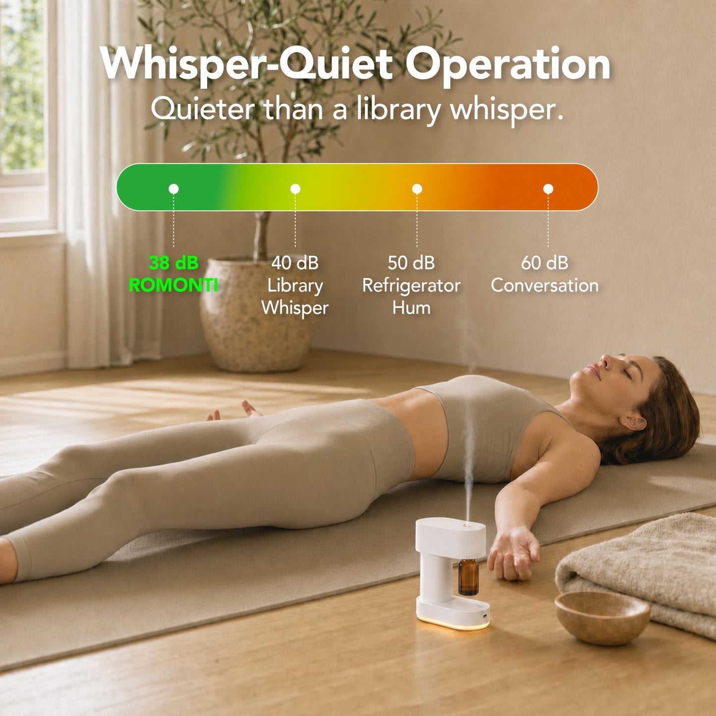 ROMONTI Waterless Essential Oil Diffuser Cordless Nebulizing Aroma Diffuser Whisper-Quiet 38dB USB-C Rechargeable Sculptural Korean Design Fits 10ml & 15ml Bottles Compact for Bedroom Office Spa