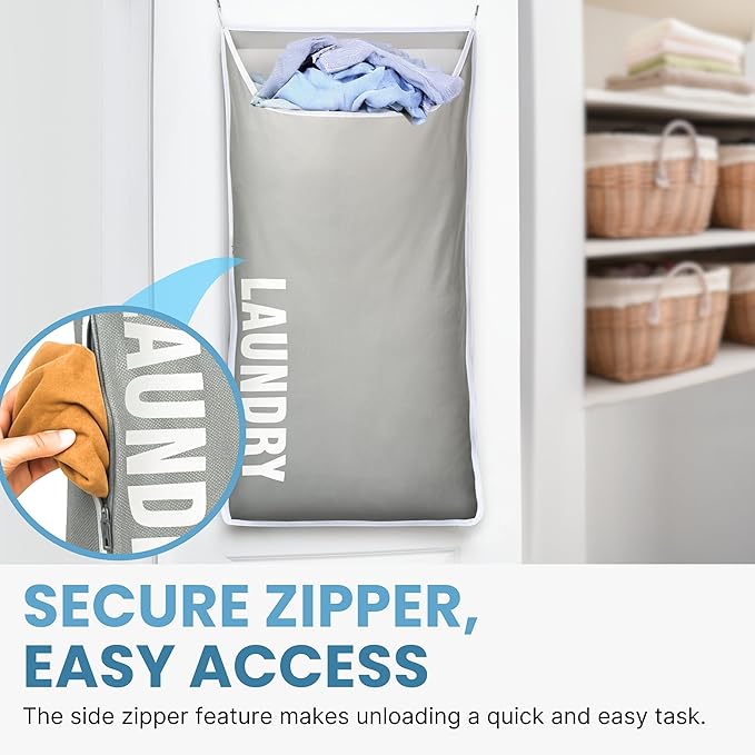 Hanging Laundry Hamper Bag XL 40x22", Space Saving over the Door Storage Bags