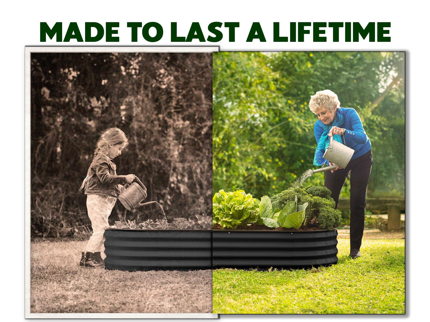 Plant & Plot Galvanized Raised Garden Beds Outdoor // 4×2×1 ft Planter Raised Beds for Gardening, Vegetables, Flowers // Large Metal Garden Box (Black) // Patented Tool-Free Design