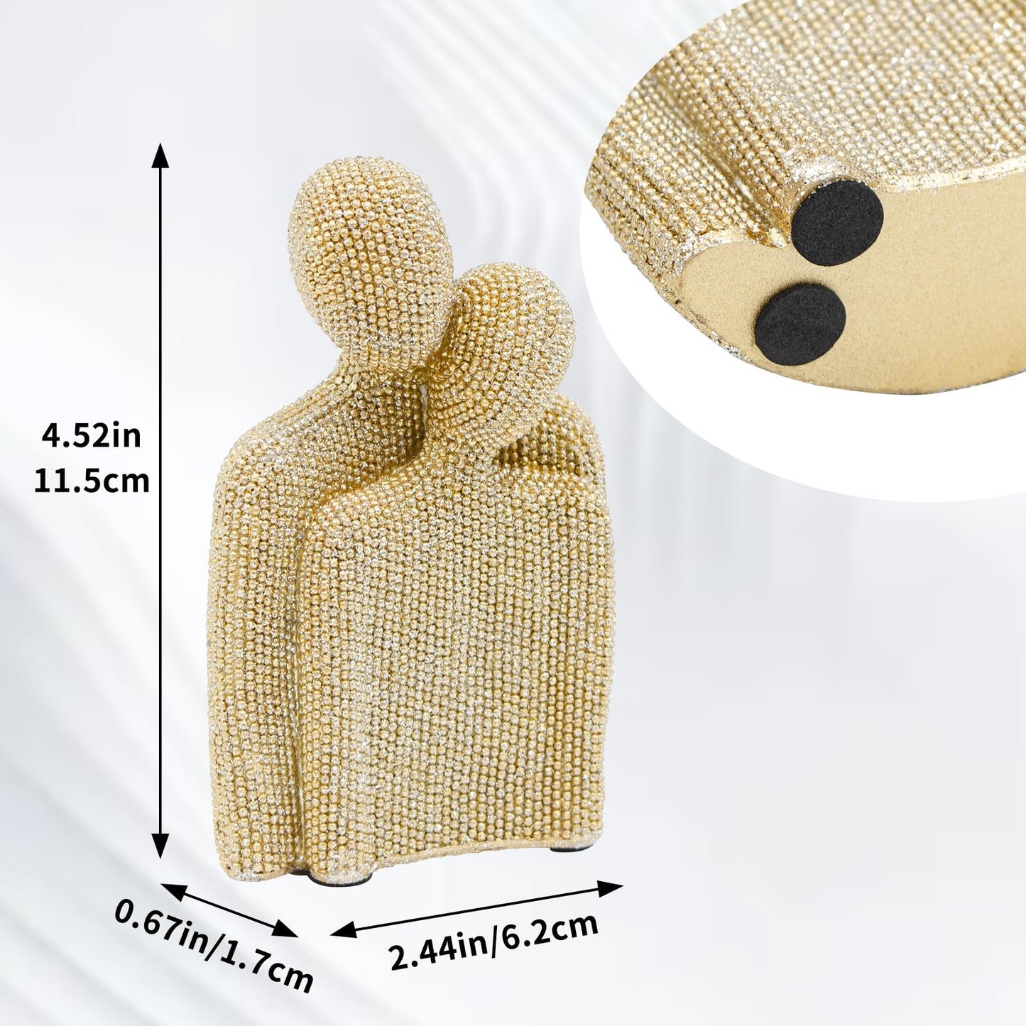 Hugging Couple Statue, Sparkling Golden Romantic Resin Lovers Figurine, Modern Abstract Art Sculptures for Home Living Room Bedroom Office Bookshelf Decor, Luxury Wedding & Valentine's Day Gift