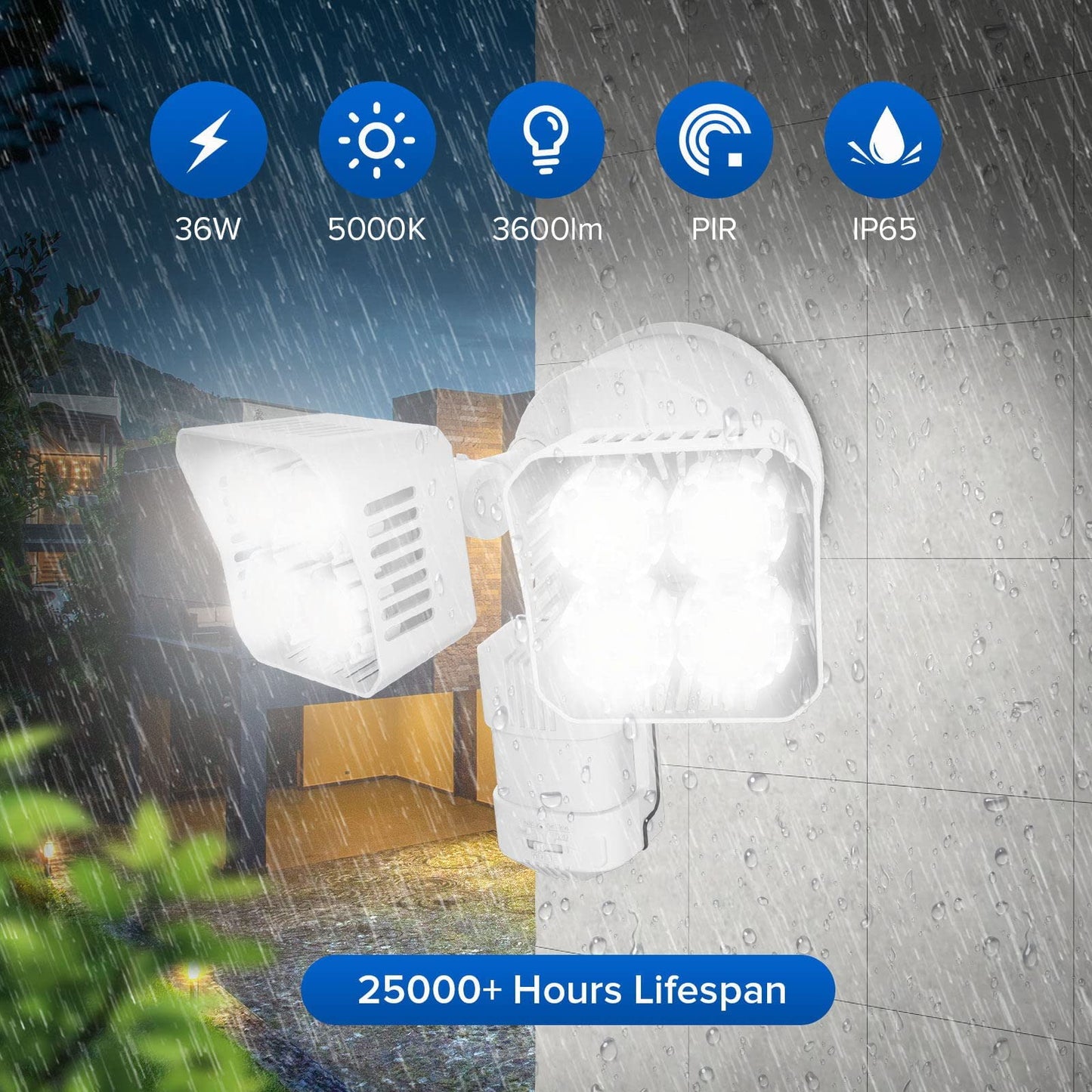 SANSI Outdoor LED Security Motion Sensor Outdoor Flood Lights… (White, 36W)