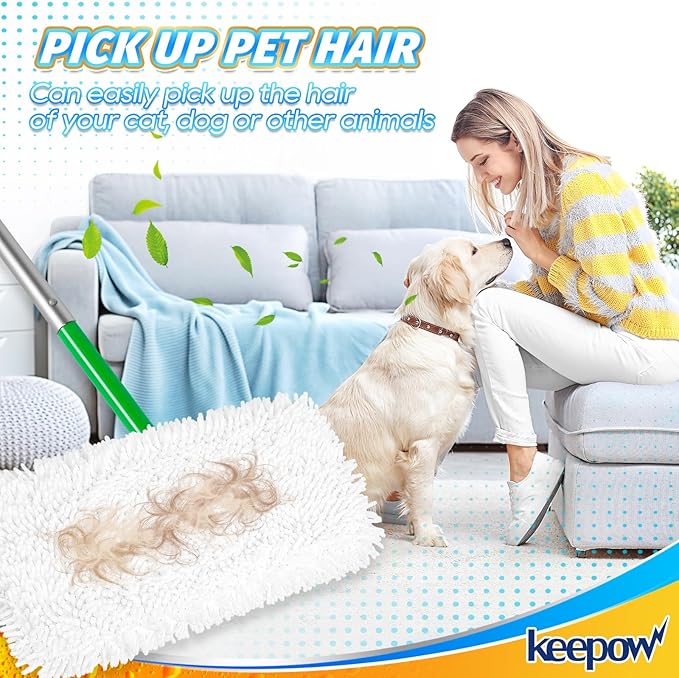 KEEPOW Reusable Microfiber Mop Pads Compatible