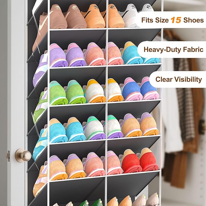 20-30 Pairs Over the Door Shoe Organizer, 10-Tier Door Shoes Rack, Handing