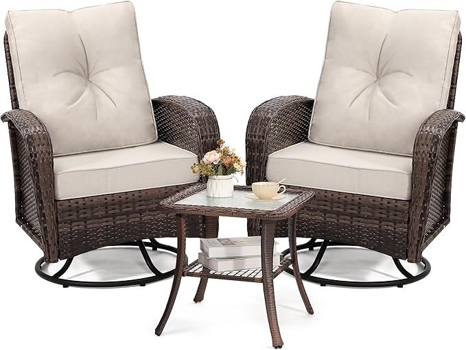 wildformers Luxury Outdoor Swivel Wicker Glider Patio Chairs