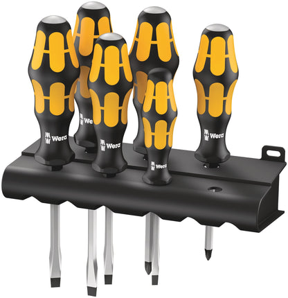Wera 932/918/6 Kraftform Chiseldriver screwdriver set and rack, Pozidriv/Slotted, 6pc, 05018287001, Silver