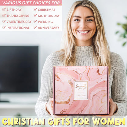 Christian Gifts for Women Faith, Inspirational Religious Gifts for Women, Catholic Spiritual Gift Basket, Unique Mothers Day Birthday Gifts for Women Mom Sister Friends Wife Grandma w/Canvas Tote Bag