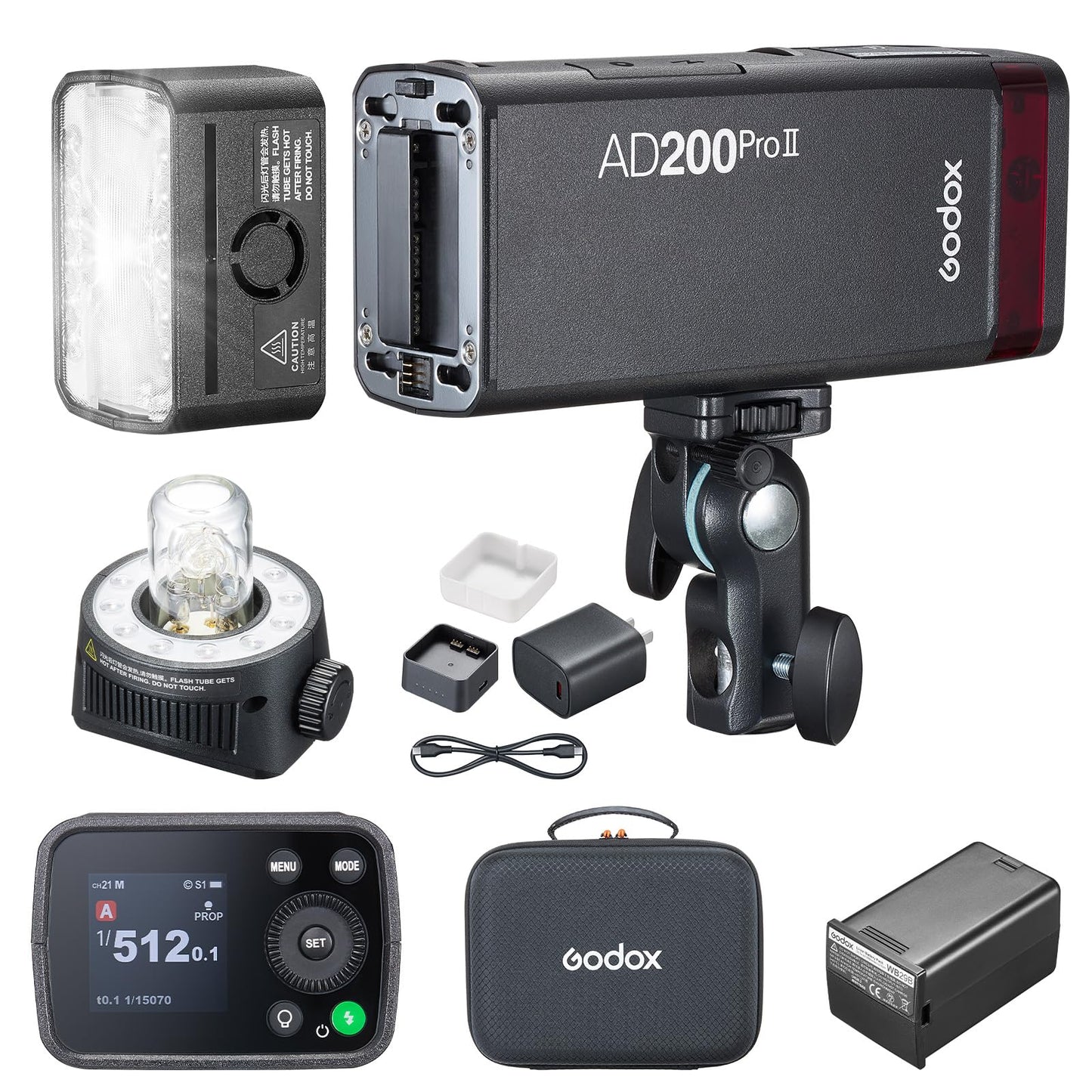GODOX AD200 PRO II Flash (2025) AD200 PRO Strobe, Updated 200Ws 2.4G 1/512 to Full Power (1/1) Ten-Step Power Adjustment, Color Temperature Constant Mode ±100K Flash Head Pocket Flash Monolight