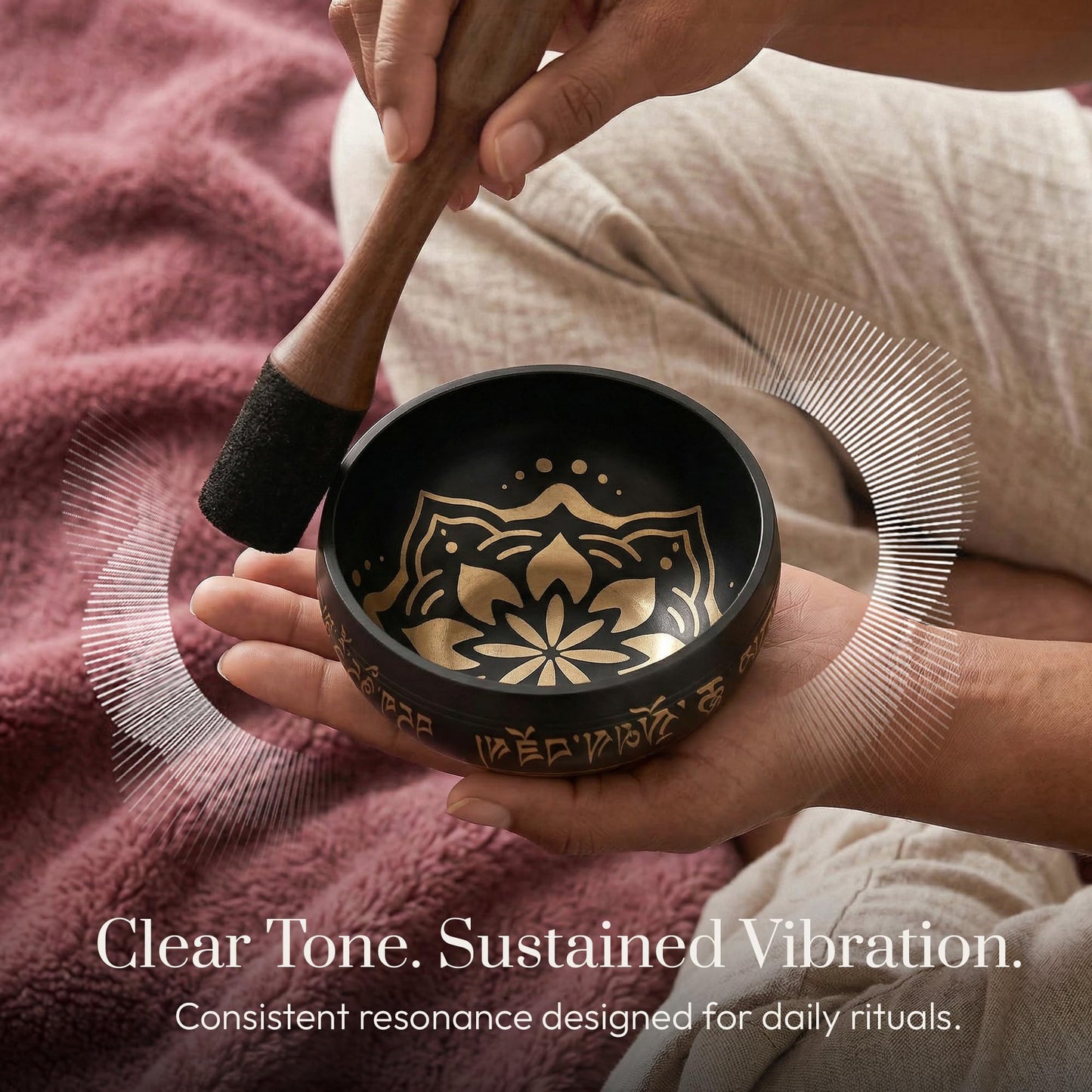 Silent Mind Tibetan Singing Bowl Set – Easy to Play & Beginner Friendly Meditation Bowl with Cushion, Mallet & Case | Stress Relief & Mindfulness | Gift-Ready