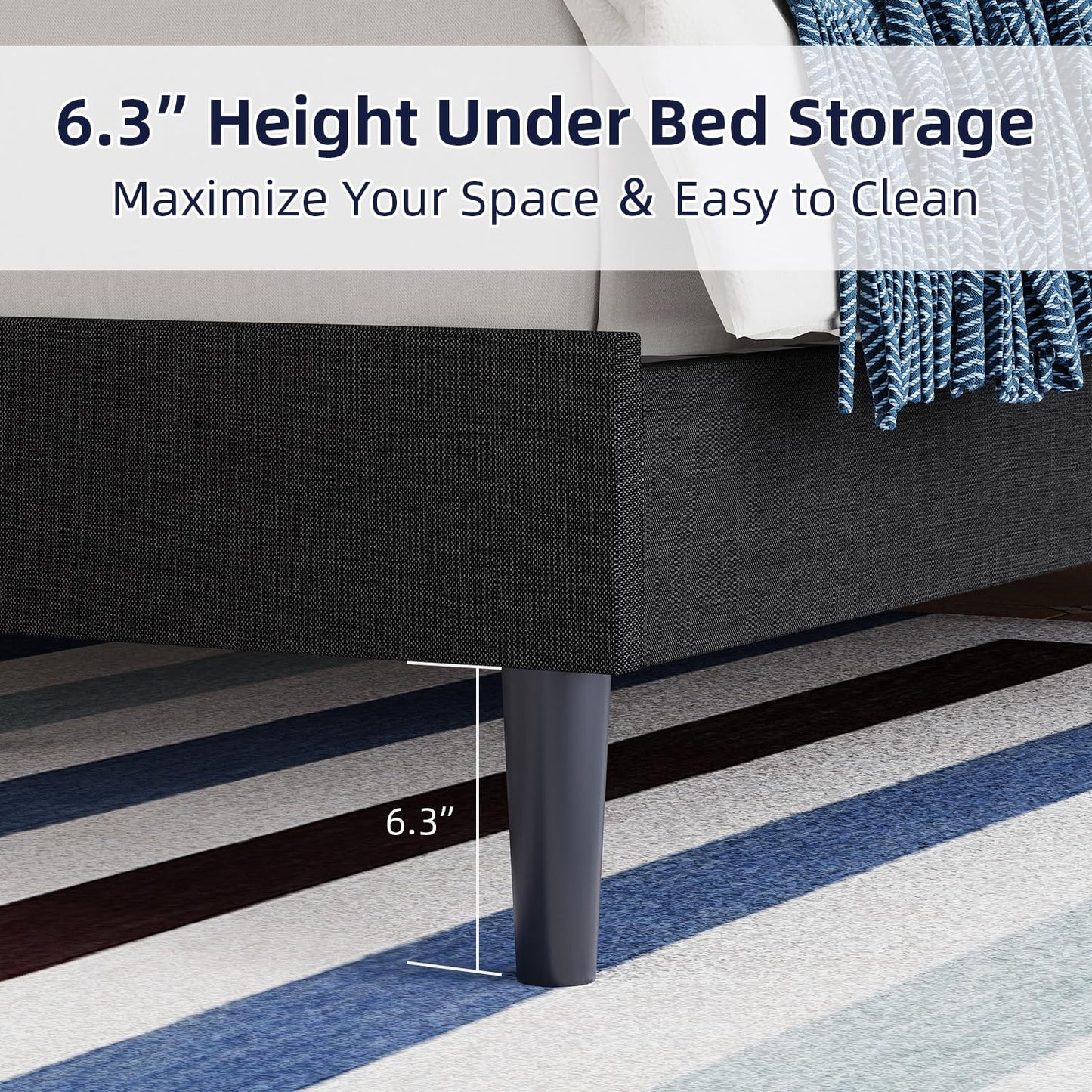 BarnFurin Full Bed Frame, Upholstered Platform Bed with Button Tufted Headboard, Fabric Bed Frame with Wooden Slats Support, No Box Spring Required, Easy Assembly, Black