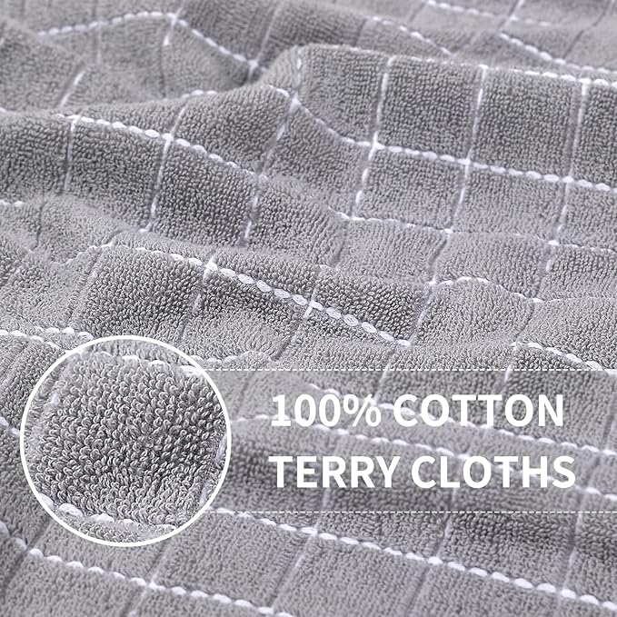 Homaxy 100% Cotton Terry Kitchen Towels, Checkered Designed, Soft and Super