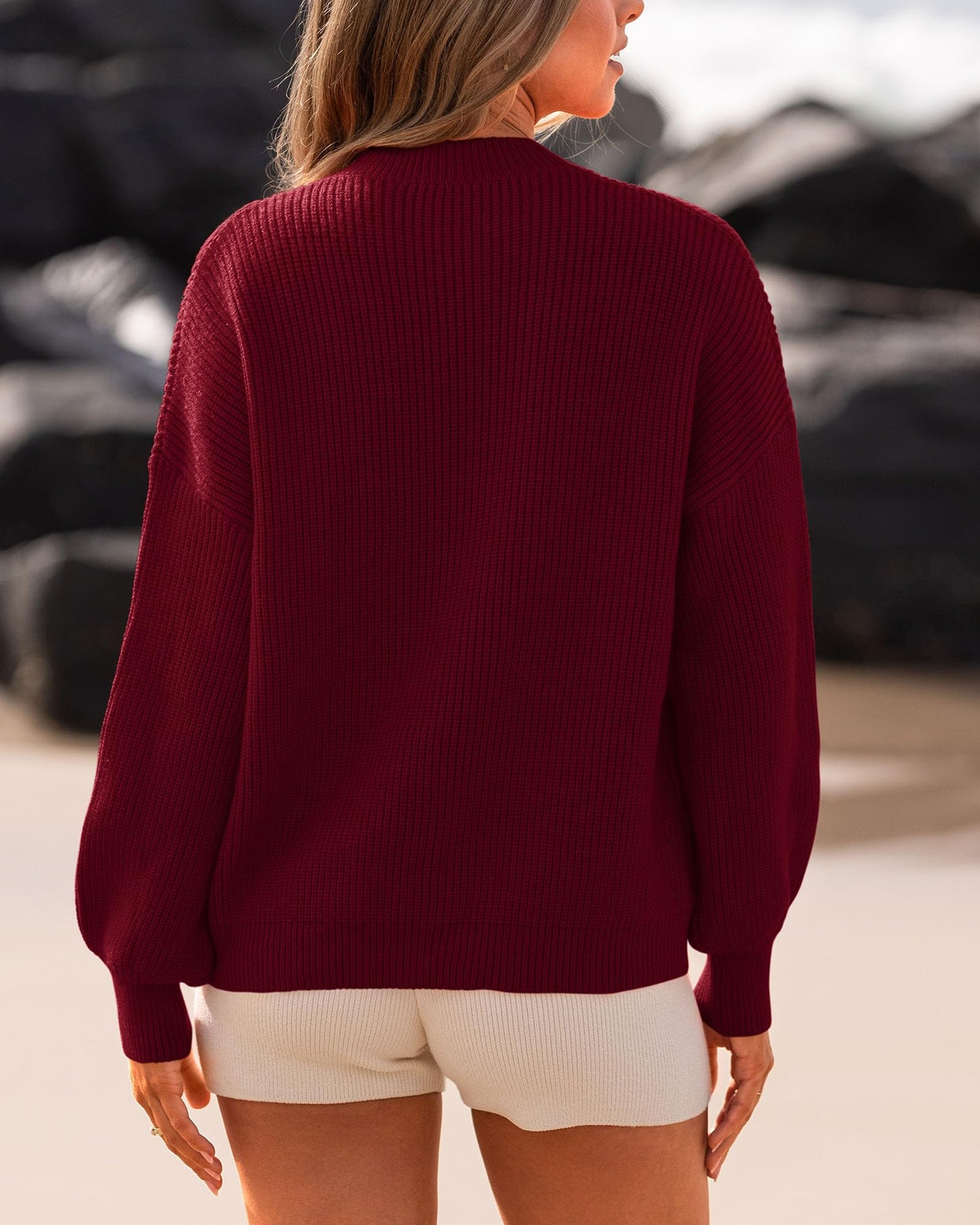 BTFBM Womens Casual Long Sleeve Sweaters Crew Neck Oversized Ribbed Knit Pullover Sweater 2025 Fall Winter Jumper Tops