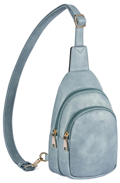 Telena Small Sling Bag for Women Leather Crossbody Fanny Packs Chest Bag for Women