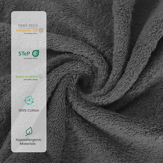 SEMAXE Bath Towel Set, 100% Cotton Bathroom Towels