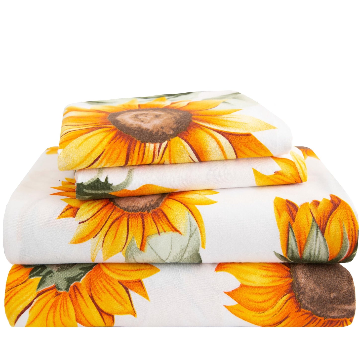 SDY Sunflower Sheets Queen，4 Pieces Floral Sheet Set,Deep Pocket Sheet for Girls,Boys and Kids.Bed in A Bag with 1 Fittedsheet+ 1 Top FlatSheet + 2 Pillowcases