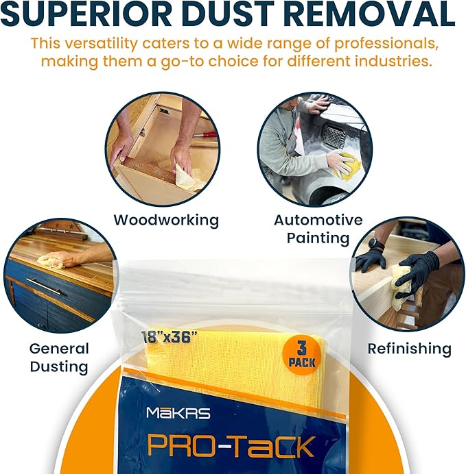 MāKRS 18" x 36" Pro-Tack Tack Cloth, Remove and Trap Dust Particles, 100% Cotton
