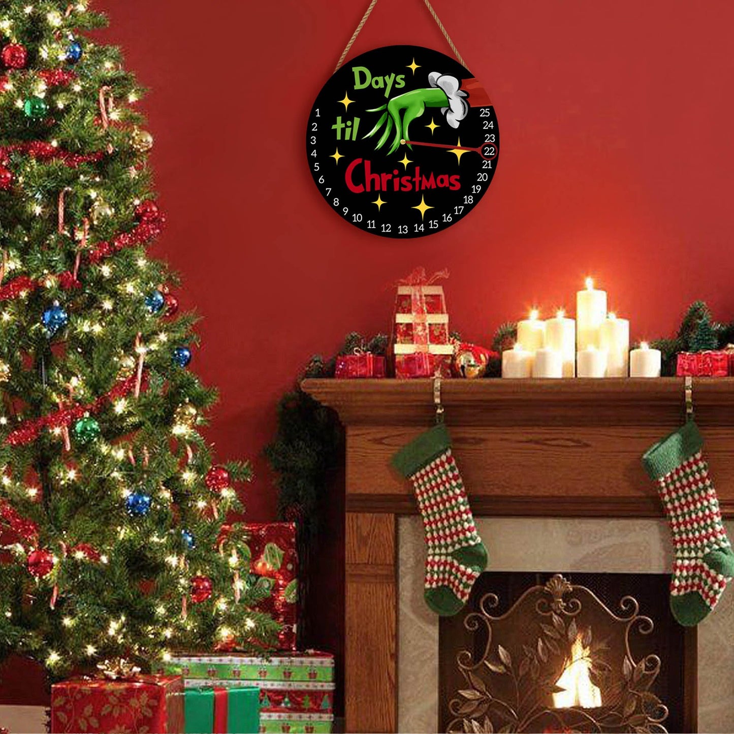 Christmas Decorations Welcome Sign Christmas Countdown Advent Calendar Wooden Decorative Reusable Countdown Calendar for Xmas Winter Home Wall Indoor Outdoor Decor 12 Inch