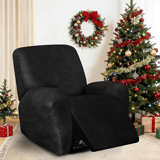 ANARACHON Leather Look Recliner Chair Covers, 4-Pieces Stretch Recliner Cover