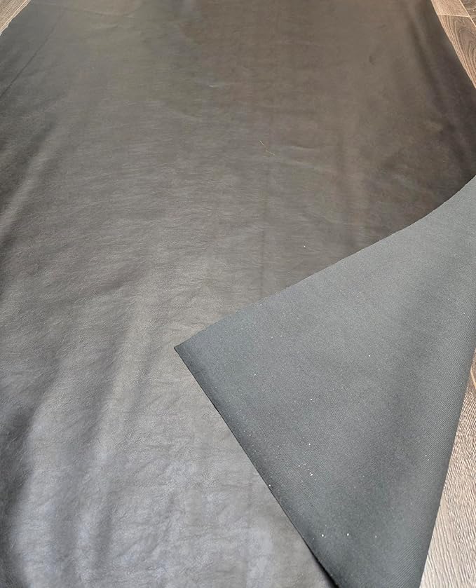 NAT Leathers | Black Soft Faux Vegan Leather PU | 1 Yard Cut by The Yard |