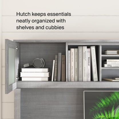 Bush Home 72-Inch Office Desk with Drawers and Hutch, Computer Desk with File and Box Drawers, Shelves and Storage Cabinet, Home Office Workstation, Somerset Collection, Platinum Gray